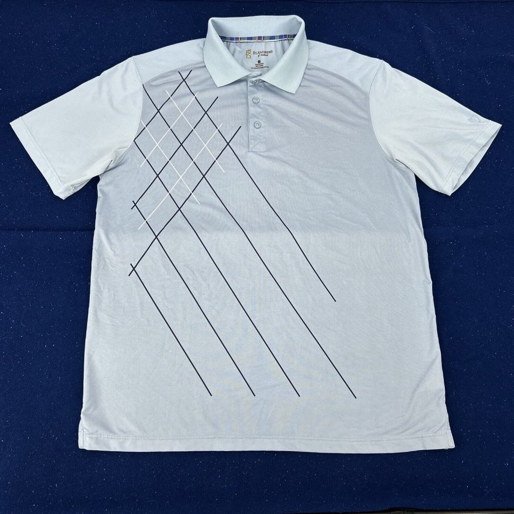 St. Andrews of‎ Scotland Shirt Men's L Light Blue Short Sleeve Polo Golf
